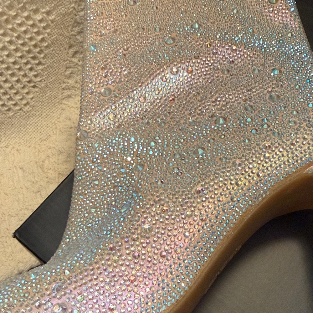INC International Concepts Nude Crystal Embellished Pointed Toe Ankle Boots - Picture 3 of 10
